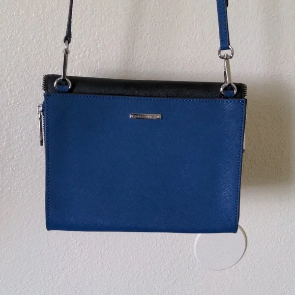 NWOT REBECCA MINKOFF MINI MARLOWE NAVY TAN BLACK CROSSBODY PURSE HANDBAG - Picture 3 of 7